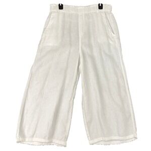Cloth And Stone Linen Pull On Pants Women L Wide Leg Elastic Waist Pockets